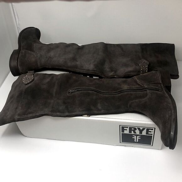 FRYE Women's Shirley Over-The-Knee Engineer Boot Size 5.5 NEW Smoke Color - Picture 4 of 15